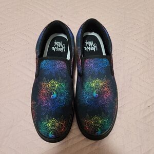 Yes We Vibe Colorful Yin Yang Mandala Slip-on Shoes. Size 7